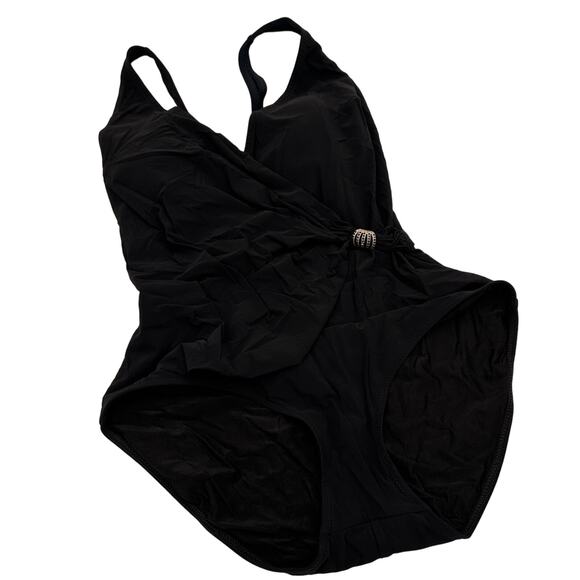 Gottex Black Wrap Swimsuit One Piece Size 16 - Picture 1 of 11